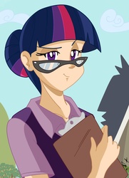 Size: 1018x1409 | Tagged: safe, artist:frankaraya, twilight sparkle, human, g4, lesson zero, my little pony: friendship is magic, female, glasses, hair bun, humanized, solo, twilight's professional glasses