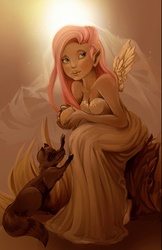 Size: 647x1000 | Tagged: safe, artist:saint-juniper, fluttershy, human, g4, female, humanized, solo, winged humanization