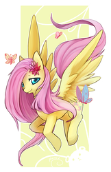 Size: 500x773 | Tagged: safe, artist:mousu, fluttershy, butterfly, g4, female, solo