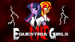 Size: 1024x576 | Tagged: safe, artist:odiz, sunset shimmer, twilight sparkle, equestria girls, g4, killer instinct