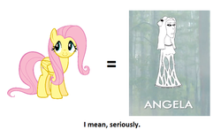 Size: 850x501 | Tagged: safe, fluttershy, g4, angela (the magical realm of horse man), filmcow, the magical realm of horse man
