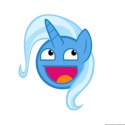 Size: 3500x3500 | Tagged: safe, artist:navitaserussirus, trixie, pony, unicorn, g4, awesome face, female, mare, reaction image, simple background, smiling, solo, transparent background, vector