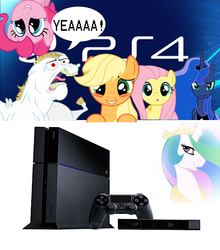 Size: 1005x1141 | Tagged: safe, applejack, fluttershy, pinkie pie, princess luna, g4, playstation 4