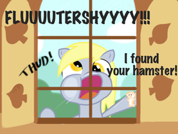 Size: 1054x796 | Tagged: safe, artist:wripple, derpy hooves, hamster, pegasus, pony, g4, against glass, dialogue, female, mare, window