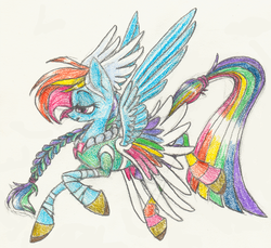 Size: 800x734 | Tagged: safe, artist:xenon, rainbow dash, g4, clothes, dress, female, solo, traditional art