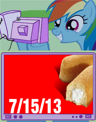 Size: 944x1200 | Tagged: safe, rainbow dash, g4, exploitable meme, food, meme, tv meme, twinkies