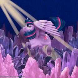 Size: 874x874 | Tagged: safe, artist:hollowzero, twilight sparkle, alicorn, pony, g4, cave, female, solo, twilight sparkle (alicorn)