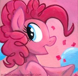 Size: 512x502 | Tagged: safe, artist:kenket, artist:spainfischer, pinkie pie, earth pony, pony, g4, balloon, female, solo, square series, traditional art