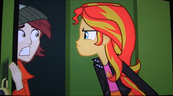 Size: 1470x820 | Tagged: safe, normal norman, sunset shimmer, equestria girls, g4, my little pony equestria girls, background human