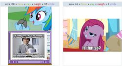 Size: 520x282 | Tagged: safe, pinkie pie, g4, exploitable meme, image macro, is that so, juxtaposition, juxtaposition win, meme, nintendo, tv meme, wii u, wii u gamepad