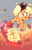 Size: 640x989 | Tagged: safe, artist:karzahnii, apple bloom, applejack, earth pony, pony, g4, adorabloom, autumn, blank flank, cute, duo, eyes closed, female, filly, jackabetes, leaf, leaves, mare, open mouth, ribbon, sisters