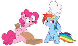 Size: 803x480 | Tagged: safe, artist:lance, pinkie pie, rainbow dash, earth pony, pegasus, pony, g4, baked bads, box, duo, female, lesbian, ship:pinkiedash, shipping, tsundere, tumblr