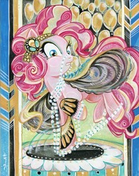 Size: 630x800 | Tagged: safe, artist:sararichard, pinkie pie, g4, clothes, dress, female, jewelry, solo, traditional art