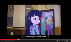 Size: 852x507 | Tagged: safe, edit, edited screencap, screencap, princess celestia, principal celestia, twilight sparkle, equestria girls, g4, my little pony equestria girls, caption, female, implied shipping, lesbian, ship:twilestia, shipping, youtube caption