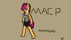 Size: 1920x1080 | Tagged: safe, artist:avengedplatypus, scootaloo, anthro, g4, army, female, macp, military, solo, wallpaper