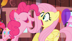 Size: 1280x720 | Tagged: safe, artist:dtkraus, edit, edited screencap, screencap, fluttershy, pinkie pie, g4, mouth eyes, moutheyes, multimouth, multiple mouths, nightmare fuel, not salmon, wat