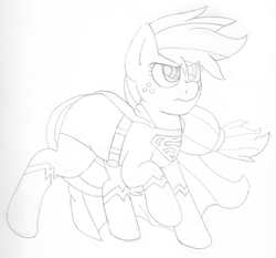 Size: 1564x1460 | Tagged: safe, artist:blackbewhite2k7, applejack, g4, crossover, male, parody, sketch, superman, wip