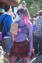 Size: 642x963 | Tagged: artist needed, safe, twilight sparkle, human, g4, anime north, bodypaint, book, convention, cosplay, irl, irl human, photo, twilight sparkle (alicorn)