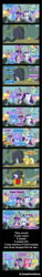 Size: 1133x7443 | Tagged: safe, artist:vector-brony, angel bunny, applejack, fluttershy, pinkie pie, rainbow dash, rarity, trixie, twilight sparkle, alicorn, pony, g4, armor, big crown thingy, comic, crossover, female, fight, male, mane six, mare, monty python, monty python and the holy grail, piko piko hammer, sonic the hedgehog, sonic the hedgehog (series), twilight sparkle (alicorn)