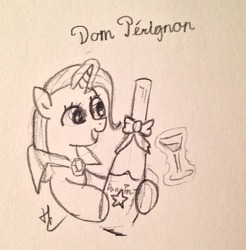 Size: 824x836 | Tagged: safe, artist:hardcyder, trixie, pony, unicorn, g4, alcohol, champagne, female, mare, solo, traditional art, wine