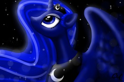 Size: 6000x4000 | Tagged: safe, artist:carolynmaples, princess luna, alicorn, pony, g4, bust, female, looking up, mare, profile, signature, solo