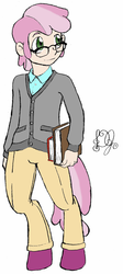 Size: 672x1499 | Tagged: safe, artist:dj-black-n-white, oc, oc only, oc:abacus, satyr, book, clothes, collar, glasses, nerd, pants, parent:cheerilee, solo, sweater