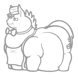 Size: 447x443 | Tagged: safe, artist:queenfrau, carrot cake, earth pony, pony, g4, fat, male, monochrome, morbidly obese, obese, sketch, solo, thick carrot cake