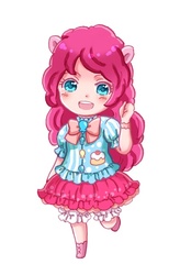 Size: 400x610 | Tagged: safe, artist:akagi nana, pinkie pie, human, g4, chibi, eared humanization, female, humanized, pixiv, solo