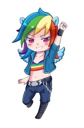 Size: 400x610 | Tagged: safe, artist:akagi nana, rainbow dash, human, g4, chibi, eared humanization, female, humanized, pixiv, solo, winged humanization