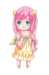 Size: 400x610 | Tagged: safe, artist:akagi nana, fluttershy, human, g4, chibi, eared humanization, female, humanized, pixiv, solo, winged humanization