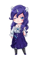 Size: 400x610 | Tagged: safe, artist:akagi nana, rarity, human, g4, chibi, eared humanization, female, horn, horned humanization, humanized, pixiv, solo