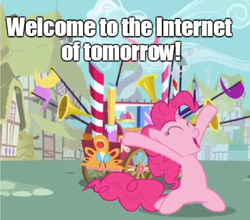 Size: 971x855 | Tagged: safe, pinkie pie, g4, female, futurama, image macro, internet, male, solo, welcome to the world of tomorrow