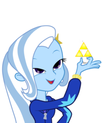 Size: 750x900 | Tagged: safe, trixie, equestria girls, g4, my little pony equestria girls, exploitable meme, female, look what trixie found, simple background, solo, the legend of zelda, transparent background, triforce