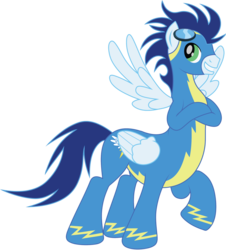 Size: 3100x3426 | Tagged: safe, artist:elsdrake, soarin', ponytaur, taur, g4, anthro centaur, male, multiple wings, pegataur, simple background, solo, transparent background, vector, wonderbolts uniform