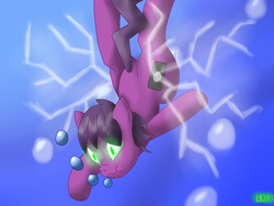 Size: 640x480 | Tagged: safe, artist:lyte bryte, pony, electricity, male, purple, shock, solo, stallion, swimming, underwater