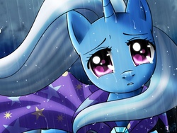 Size: 1400x1050 | Tagged: safe, artist:princesssilverglow, trixie, pony, unicorn, g4, crying, female, mare, rain, solo