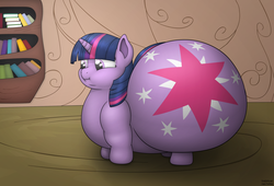 Size: 2800x1900 | Tagged: safe, artist:jesseorange, twilight sparkle, pony, unicorn, g4, chubby cheeks, fat, female, impossibly large butt, mare, obese, solo, twilard sparkle, unicorn twilight