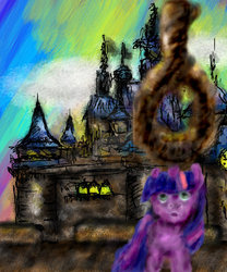Size: 816x979 | Tagged: safe, artist:peterodl, twilight sparkle, fanfic:past sins, g4, execution, female, implied hanging, noose, solo
