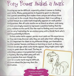 Size: 785x802 | Tagged: safe, scootaloo, g4, official, cutie mark, elements of harmony, guidebook, lauren faust, text