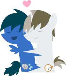 Size: 837x955 | Tagged: safe, artist:sasukex125, oc, oc only, oc:baux, oc:rainer, gay, heart, hug, male, pointy ponies, shipping