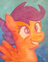 Size: 2448x3148 | Tagged: safe, artist:explonova, scootaloo, pegasus, pony, g4, bust, female, filly, smiling, solo, traditional art