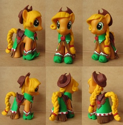 Size: 1280x1298 | Tagged: safe, artist:atelok, applejack, g4, clothes, customized toy, dress, gala dress, sculpture