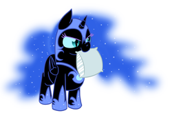 Size: 750x530 | Tagged: safe, artist:ciscoql, nightmare moon, g4, cute, female, glare, mouth hold, nightmare woon, pillow, smiling, smirk, solo