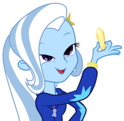 Size: 750x732 | Tagged: safe, trixie, equestria girls, g4, exploitable meme, female, look what trixie found, meme, solo, suppository