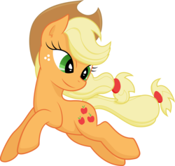 Size: 7620x7218 | Tagged: safe, artist:abion47, artist:kp-shadowsquirrel, applejack, g4, absurd resolution, cowboy hat, female, hat, jumping, looking back, simple background, solo, transparent background, vector