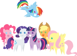 Size: 1024x749 | Tagged: safe, artist:sasukex125, applejack, fluttershy, pinkie pie, rainbow dash, rarity, twilight sparkle, earth pony, pegasus, pony, unicorn, g4, female, mane six, mare, pointy ponies, simple background, transparent background, unicorn twilight