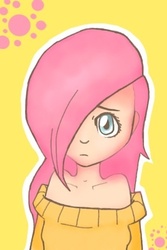 Size: 320x480 | Tagged: artist needed, safe, fluttershy, human, g4, clothes, female, humanized, solo, sweater, sweatershy