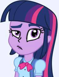 Size: 191x249 | Tagged: safe, twilight sparkle, equestria girls, g4, clothes, face, female, frown, looking at you, raised eyebrow, shirt, solo, unamused