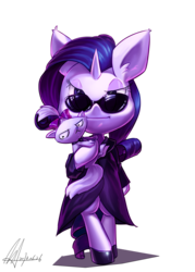 Size: 3082x4311 | Tagged: safe, artist:jggjqm522, opalescence, rarity, pony, g4, bipedal, clothes, simple background, sunglasses, transparent background