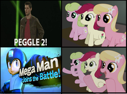 Size: 653x484 | Tagged: safe, e3, exploitable meme, mega man (series), meme, peggle, peggle 2, reaction guys, reaction ponies, super smash bros., super smash bros. 4, wii u